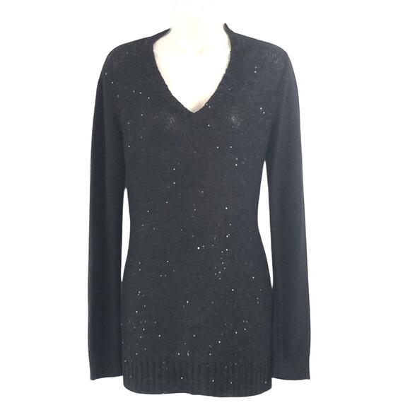 Charter Club Black Sparkle Tunic Sweater V Neck Long Sleeve - Picture 4 of 16